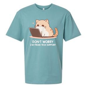 Cat DonT Worry IM From Tech Support Sueded Cloud Jersey T-Shirt