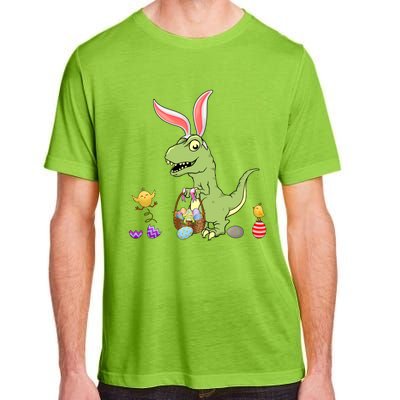 Cute Dinosaur With Easter Basket And Bunny Ears Easter Gift Adult ChromaSoft Performance T-Shirt