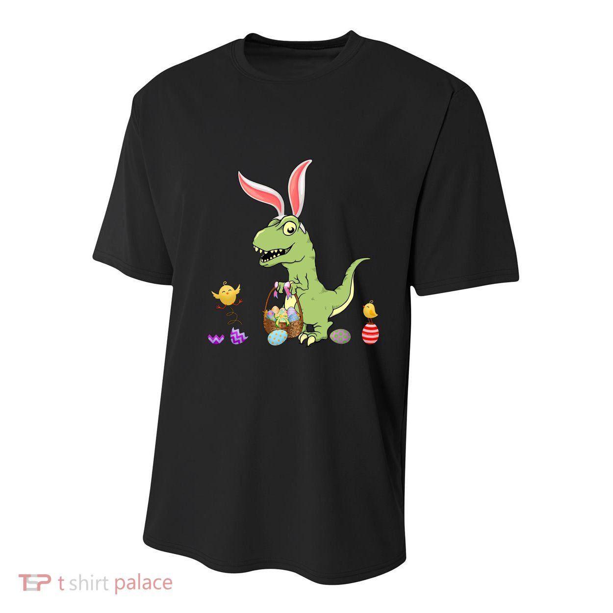 Cute Dinosaur With Easter Basket And Bunny Ears Easter Gift Youth Performance Sprint T-Shirt
