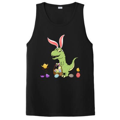 Cute Dinosaur With Easter Basket And Bunny Ears Easter Gift PosiCharge Competitor Tank