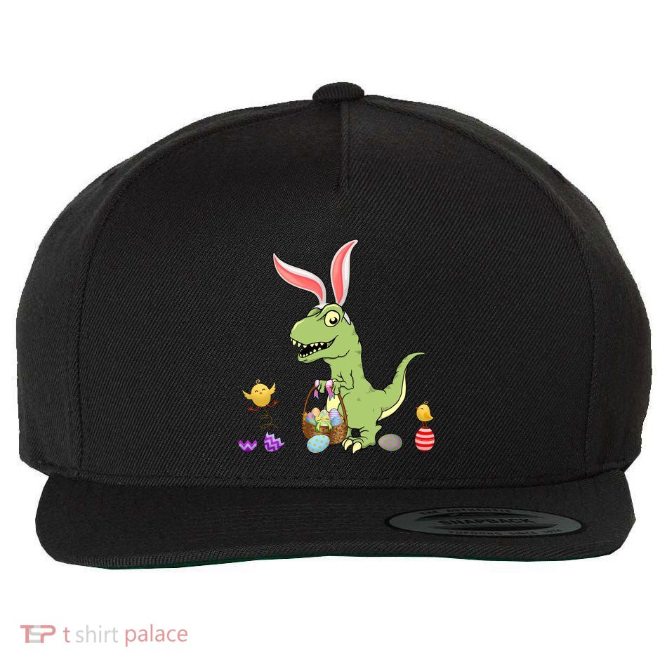 Cute Dinosaur With Easter Basket And Bunny Ears Easter Gift Wool Snapback Cap