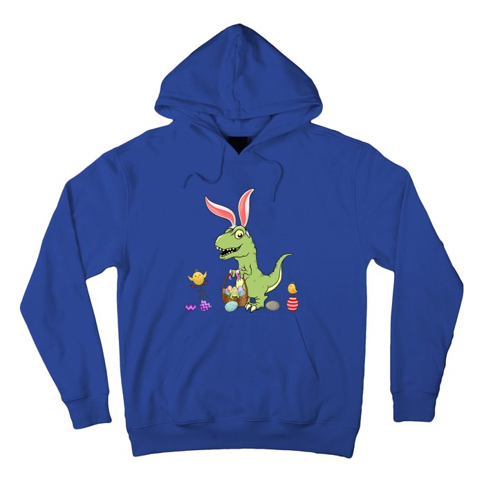 Cute Dinosaur With Easter Basket And Bunny Ears Easter Gift Hoodie