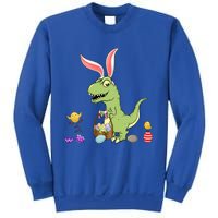 Cute Dinosaur With Easter Basket And Bunny Ears Easter Gift Sweatshirt