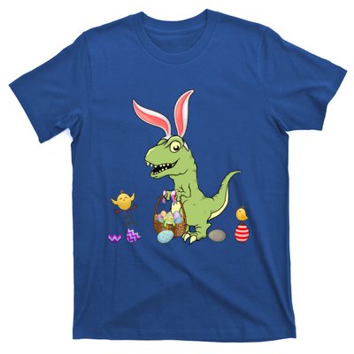 Cute Dinosaur With Easter Basket And Bunny Ears Easter Gift T-Shirt