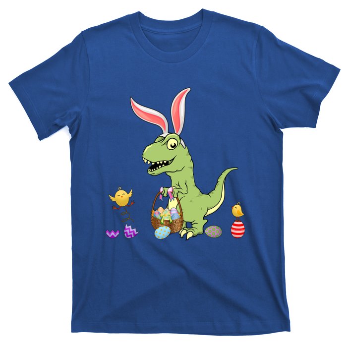 Cute Dinosaur With Easter Basket And Bunny Ears Easter Gift T-Shirt