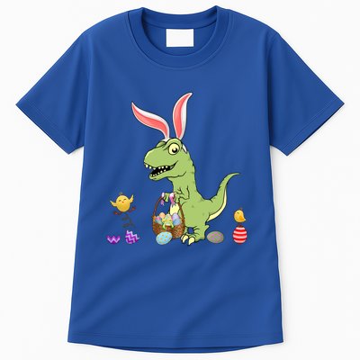 Cute Dinosaur With Easter Basket And Bunny Ears Easter Gift Tall T-Shirt