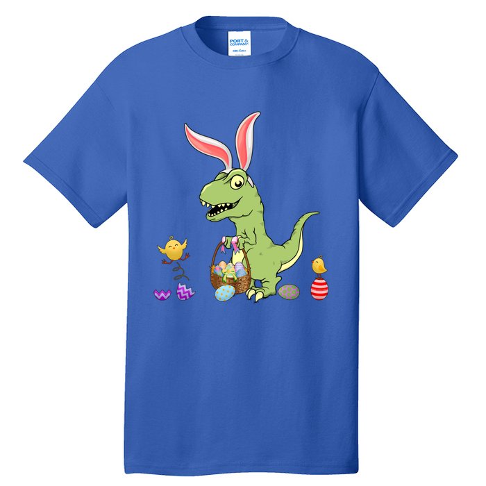 Cute Dinosaur With Easter Basket And Bunny Ears Easter Gift Tall T-Shirt