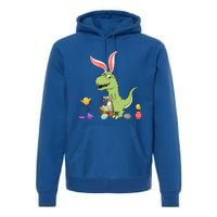 Cute Dinosaur With Easter Basket And Bunny Ears Easter Gift Premium Hoodie