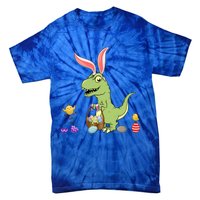 Cute Dinosaur With Easter Basket And Bunny Ears Easter Gift Tie-Dye T-Shirt