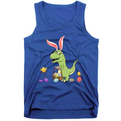 Cute Dinosaur With Easter Basket And Bunny Ears Easter Gift Tank Top