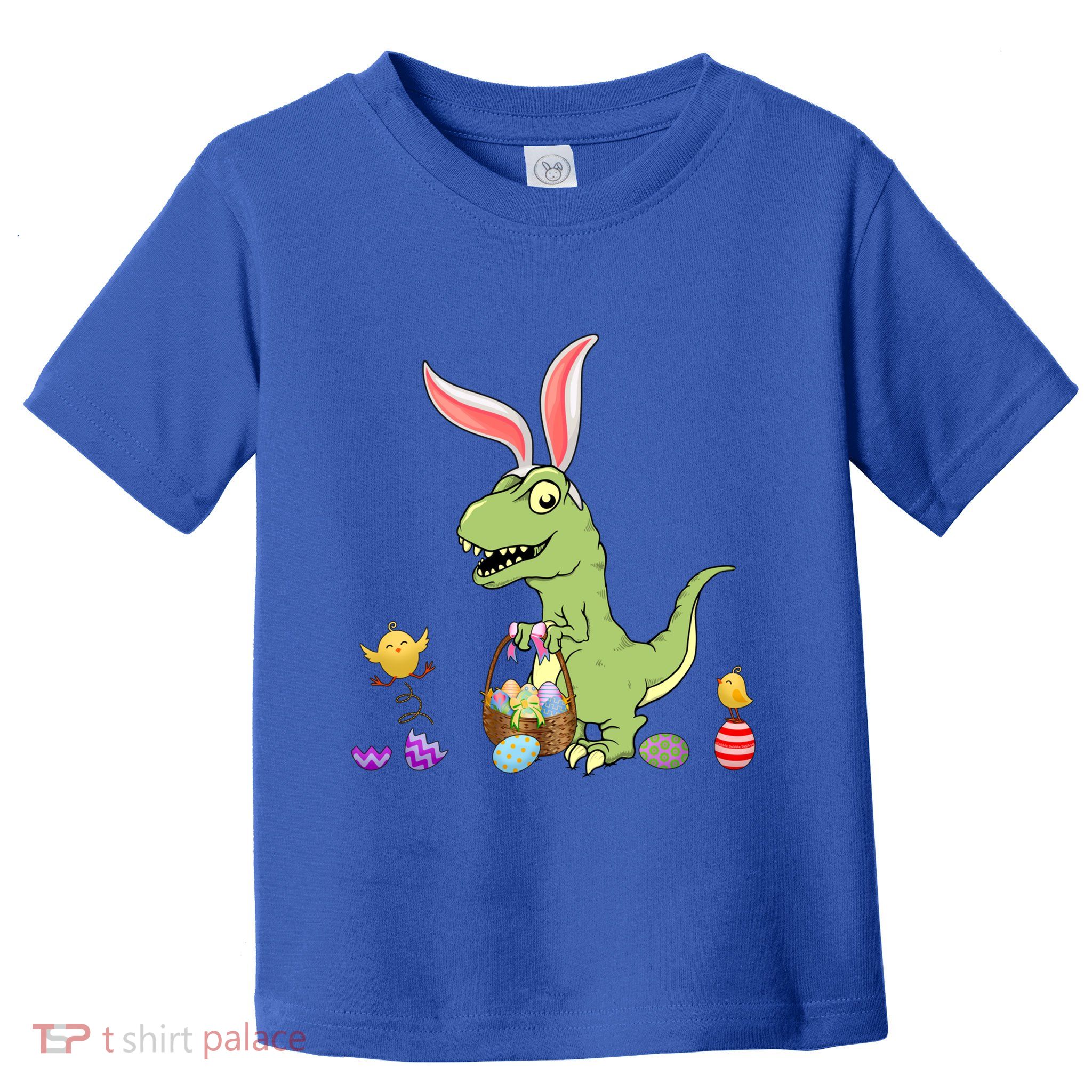 Cute Dinosaur With Easter Basket And Bunny Ears Easter Gift Toddler T-Shirt