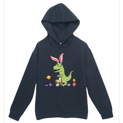 Cute Dinosaur With Easter Basket And Bunny Ears Easter Gift Urban Pullover Hoodie