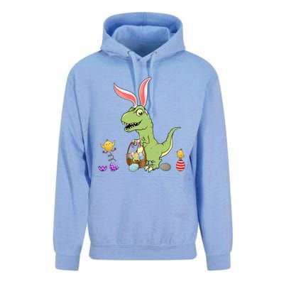 Cute Dinosaur With Easter Basket And Bunny Ears Easter Gift Unisex Surf Hoodie