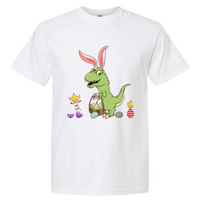 Cute Dinosaur With Easter Basket And Bunny Ears Easter Gift Garment-Dyed Heavyweight T-Shirt