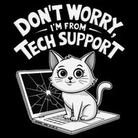 Cat DonT Worry IM From Tech Support Funny .Png Full-Length Apron With Pockets