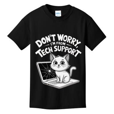 Cat DonT Worry IM From Tech Support Funny .Png Kids T-Shirt