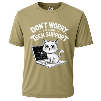 Cat DonT Worry IM From Tech Support Funny .Png Cooling Performance Crew T-Shirt