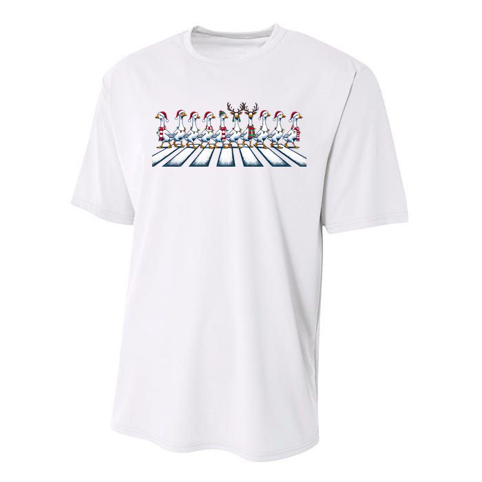 Christmas Ducks Walking Street Xmas Holiday Season Performance Sprint T-Shirt