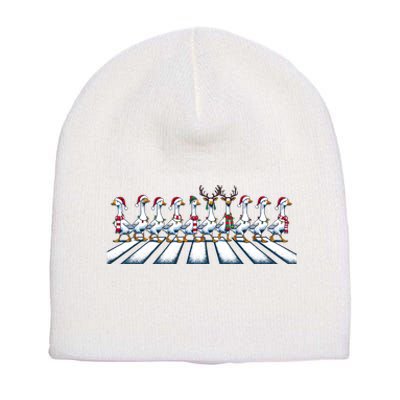 Christmas Ducks Walking Street Xmas Holiday Season Short Acrylic Beanie