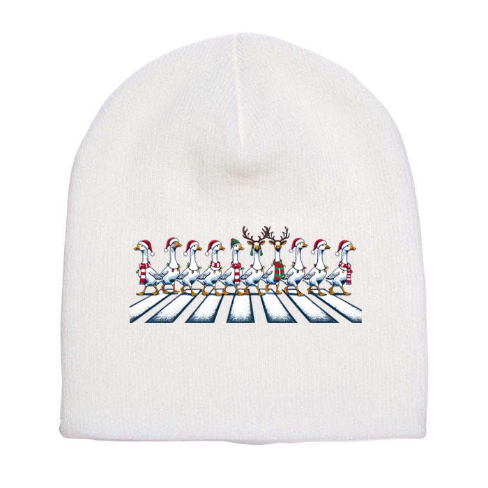 Christmas Ducks Walking Street Xmas Holiday Season Short Acrylic Beanie