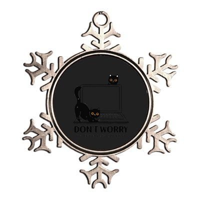 Cat DonT Worry IM From Tech Support Metallic Star Ornament