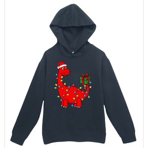 Christmas Dinosaur With Lights Funny Xmas Urban Pullover Hoodie