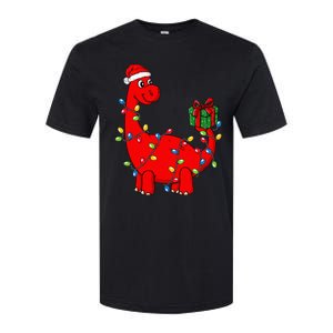 Christmas Dinosaur With Lights Funny Xmas Softstyle CVC T-Shirt