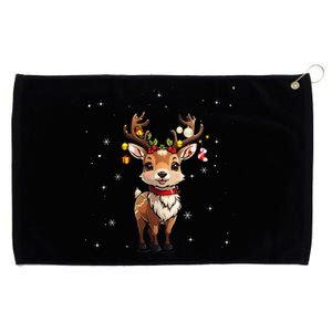 Cute Deer With Santa Hat Christmas Pajama Xmas Reindeer Grommeted Golf Towel