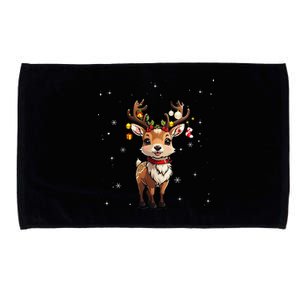 Cute Deer With Santa Hat Christmas Pajama Xmas Reindeer Microfiber Hand Towel