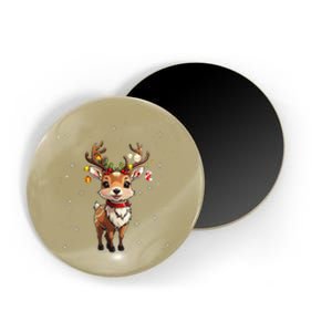 Cute Deer With Santa Hat Christmas Pajama Xmas Reindeer Magnet