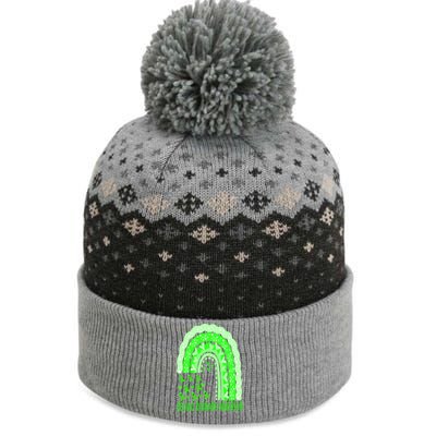 Celiac Disease Warrior Gluten Free Green Ribbon Rainbow Gift The Baniff Cuffed Pom Beanie