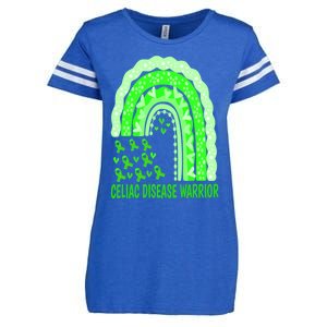 Celiac Disease Warrior Gluten Free Green Ribbon Rainbow Gift Enza Ladies Jersey Football T-Shirt