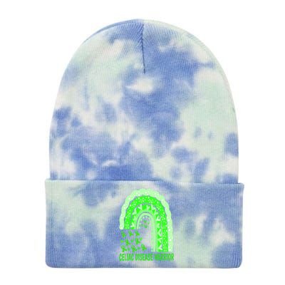 Celiac Disease Warrior Gluten Free Green Ribbon Rainbow Gift Tie Dye 12in Knit Beanie