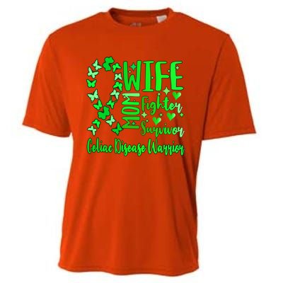 Celiac Disease Wife Mom Warrior Green Ribbon Butterfly Cute Gift Cooling Performance Crew T-Shirt