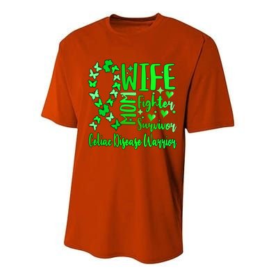 Celiac Disease Wife Mom Warrior Green Ribbon Butterfly Cute Gift Performance Sprint T-Shirt