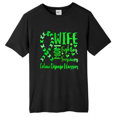 Celiac Disease Wife Mom Warrior Green Ribbon Butterfly Cute Gift Tall Fusion ChromaSoft Performance T-Shirt