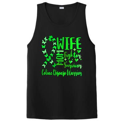 Celiac Disease Wife Mom Warrior Green Ribbon Butterfly Cute Gift PosiCharge Competitor Tank