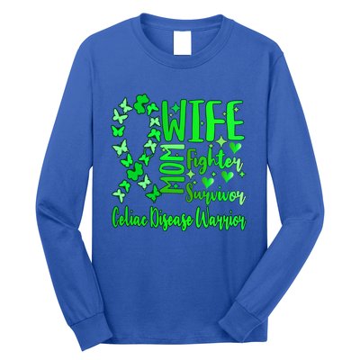 Celiac Disease Wife Mom Warrior Green Ribbon Butterfly Cute Gift Long Sleeve Shirt