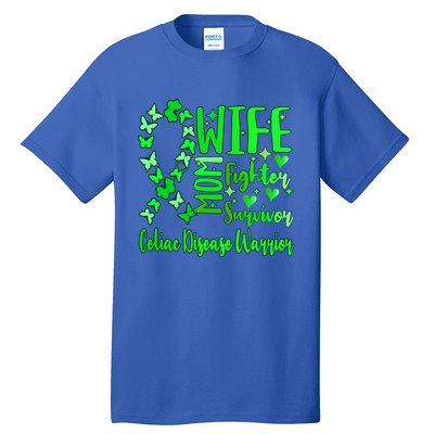 Celiac Disease Wife Mom Warrior Green Ribbon Butterfly Cute Gift Tall T-Shirt