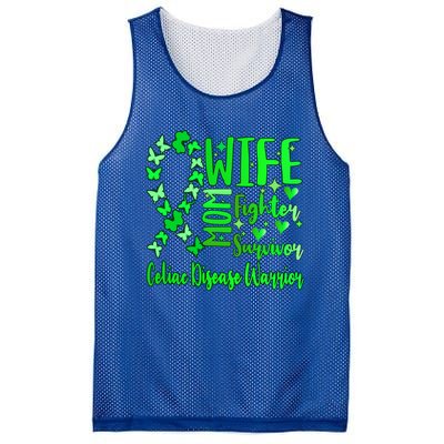 Celiac Disease Wife Mom Warrior Green Ribbon Butterfly Cute Gift Mesh Reversible Basketball Jersey Tank