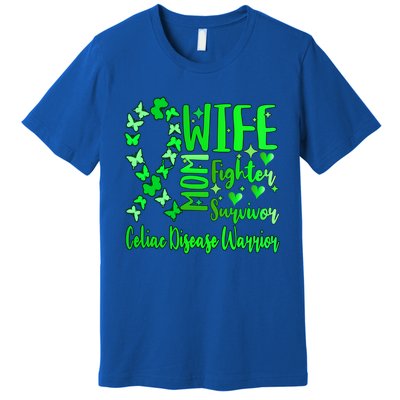 Celiac Disease Wife Mom Warrior Green Ribbon Butterfly Cute Gift Premium T-Shirt