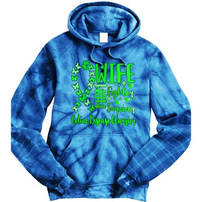 Celiac Disease Wife Mom Warrior Green Ribbon Butterfly Cute Gift Tie Dye Hoodie