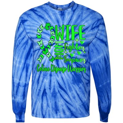 Celiac Disease Wife Mom Warrior Green Ribbon Butterfly Cute Gift Tie-Dye Long Sleeve Shirt