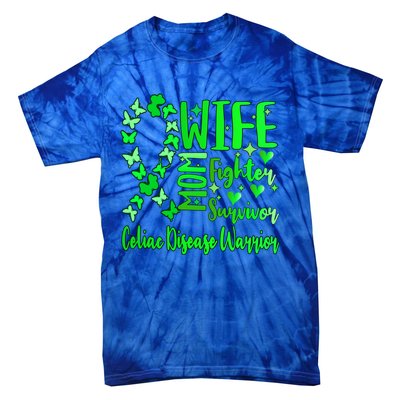 Celiac Disease Wife Mom Warrior Green Ribbon Butterfly Cute Gift Tie-Dye T-Shirt