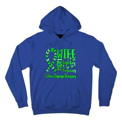 Celiac Disease Wife Mom Warrior Green Ribbon Butterfly Cute Gift Tall Hoodie