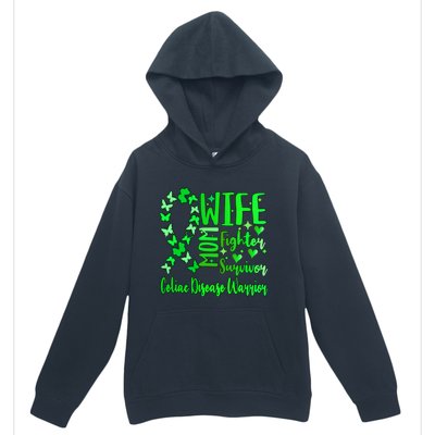 Celiac Disease Wife Mom Warrior Green Ribbon Butterfly Cute Gift Urban Pullover Hoodie