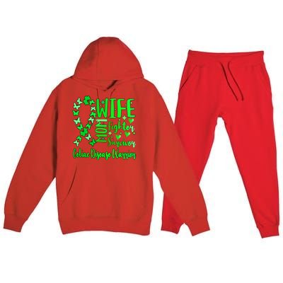 Celiac Disease Wife Mom Warrior Green Ribbon Butterfly Cute Gift Premium Hooded Sweatsuit Set