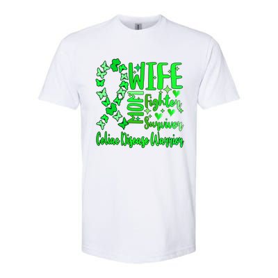 Celiac Disease Wife Mom Warrior Green Ribbon Butterfly Cute Gift Softstyle CVC T-Shirt