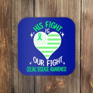 Celiac Disease Warrior His Fight Is Our Fight Usa Flag Heart Cool Gift Coaster