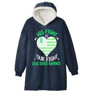 Celiac Disease Warrior His Fight Is Our Fight Usa Flag Heart Cool Gift Hooded Wearable Blanket